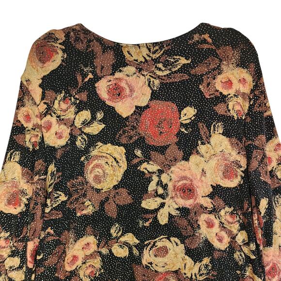 MSK Womens Vintage Cardigan Size XL Beaded Fringe Hem Floral Dark Whimsical Goth - Picture 9 of 12